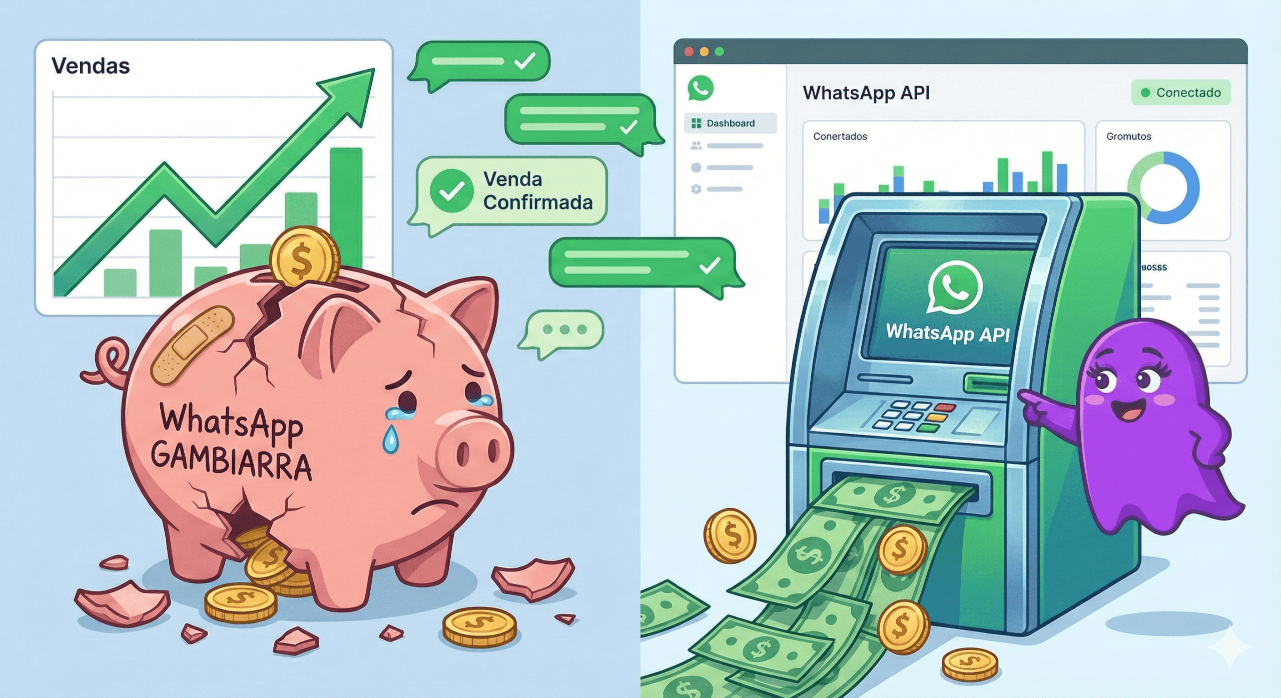 API do WhatsApp não é despesa. É a sua melhor máquina de vendas (se você não for um amador).